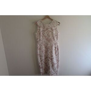 KATE AND LILY WOMEN'S SLEEVELESS DRESS  PINK/WHITE FLORAL  LACE PATTERN SIZE 12